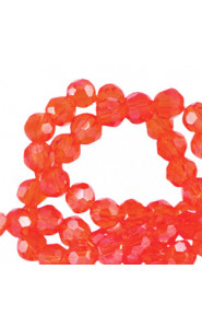 Faceted glass beads 4mm round Exotic red-pearl shine coating
